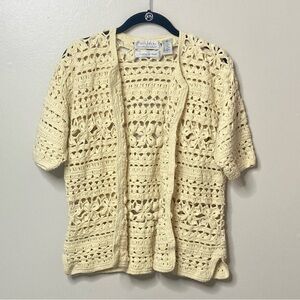 Vintage Portraits By Northern Isle Crochet Cardigan Top Womens Size M